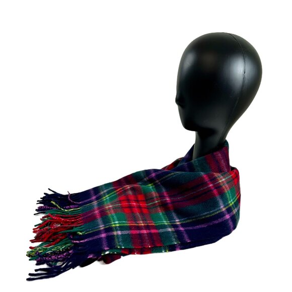 Talbots 100% Cashmere Scarf – Black, Red & Green – NWT – Perfect Holiday Gift - Picture 1 of 3